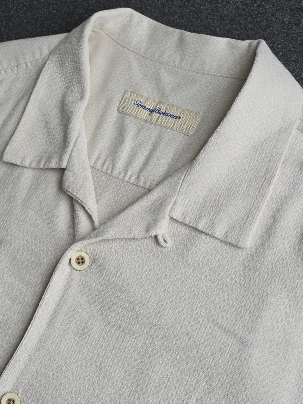 Tommy Bahama Silk Blend Camp Shirt Textured White Cream Men's Size Large